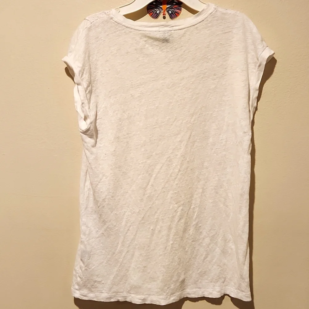 ❤️ J CREW LINEN AND SILK EMBROIDERED EYELET TOP, XS